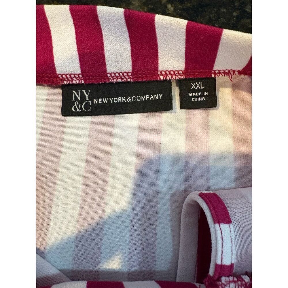*3/$15 New York & Company Women's XXL Striped Short Sleeve Blouse Casual - Picture 6 of 9